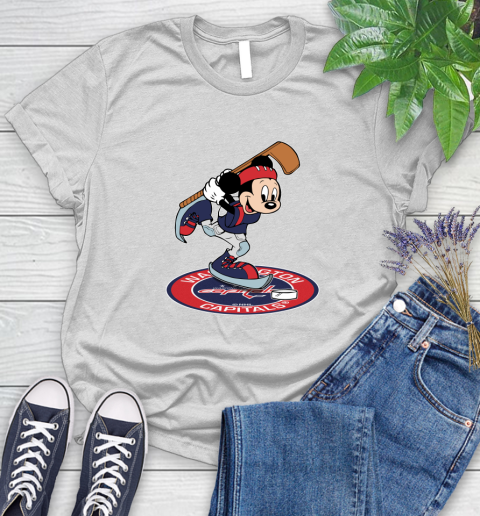 NHL Hockey Washington Capitals Cheerful Mickey Disney Shirt Women's T-Shirt 2