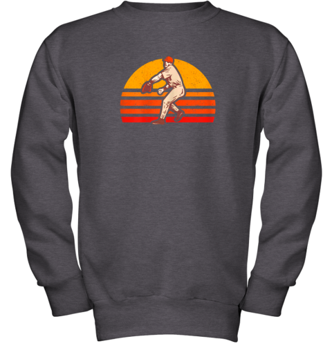 wdkg retro vintage baseball pitcher gift baseball lover youth sweatshirt 47 front dark heather
