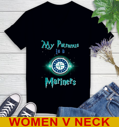 MLB Baseball Harry Potter My Patronus Is A Seattle Mariners Women's V-Neck T-Shirt