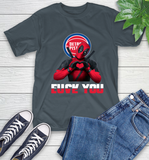 NBA Detroit Pistons Deadpool Love You Fuck You Basketball Sports T-Shirt 10