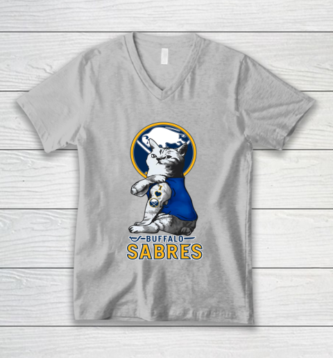 NHL My Cat Loves Buffalo Sabres Hockey V-Neck T-Shirt 3