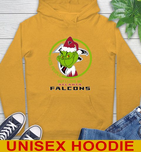 Atlanta Falcons NFL Christmas Grinch I Hate People But I Love My Favorite Football Team Hoodie 3
