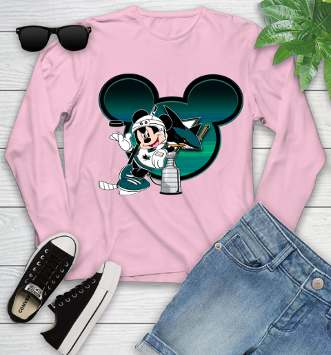 NHL San Jose Sharks Stanley Cup Mickey Mouse Disney Hockey T Shirt Youth Long Sleeve 10
