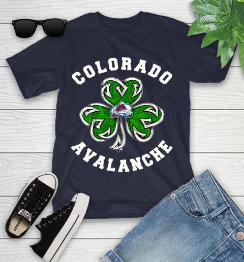 NHL Colorado Avalanche Three Leaf Clover St Patrick's Day Hockey Sports Youth T-Shirt 2