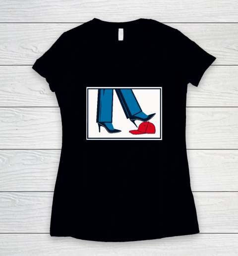 Kamala Harris Heels Stepping On Maga Hat Women's V-Neck T-Shirt