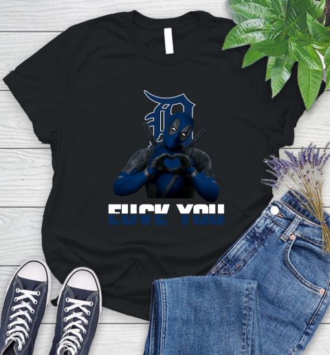 MLB Detroit Tigers Deadpool Love You Fuck You Baseball Sports Women's T-Shirt