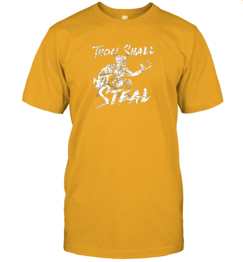 25jm thou shall not steal baseball catcher jersey t shirt 60 front gold