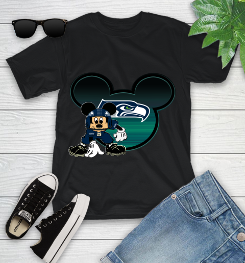 NFL Seattle Seahawks Mickey Mouse Disney Football T Shirt Youth T-Shirt 2