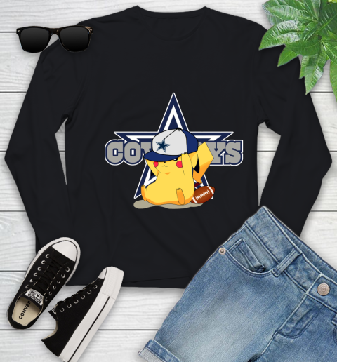 NFL Pikachu Football Sports Dallas Cowboys Youth Long Sleeve 2