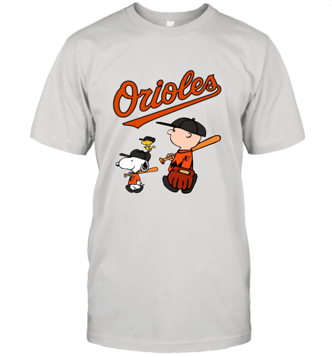 Baltimore Orioles Let's Play Baseball Together Snoopy MLB Unisex Jersey Tee