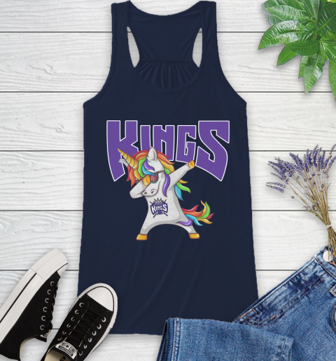 Sacramento Kings NBA Basketball Funny Unicorn Dabbing Sports Racerback Tank 12