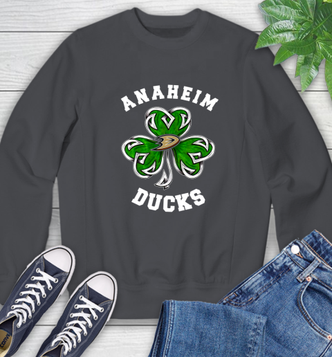 NHL Anaheim Ducks Three Leaf Clover St Patrick's Day Hockey Sports Sweatshirt 6