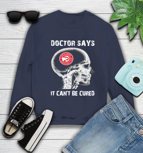 NBA Atlanta Hawks Basketball Skull It Can't Be Cured Shirt Sweatshirt 2