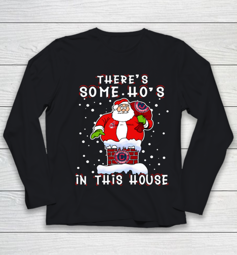 Cleveland Indians Christmas There Is Some Hos In This House Santa Stuck In The Chimney MLB Youth Long Sleeve