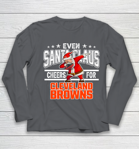 Cleveland Browns Even Santa Claus Cheers For Christmas NFL Youth Long Sleeve 6