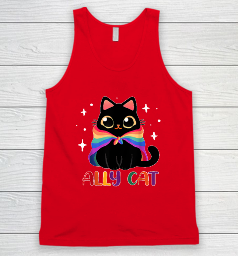 Ally Cat LGBT Gay Rainbow Pride Flag Funny Cat Lover Tank Top 4