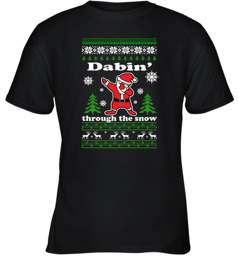 Dabbin Through The Snow Santa Ugly Youth T-Shirt