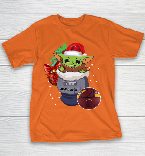 Miami Heat Christmas Baby Yoda Star Wars Funny Happy NBA Youth T-Shirt 6