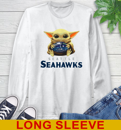 NFL Football Seattle Seahawks Baby Yoda Star Wars Shirt Long Sleeve T-Shirt