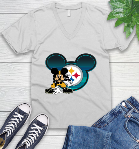NFL Pittsburgh Steelers Mickey Mouse Disney Football T Shirt V-Neck T-Shirt