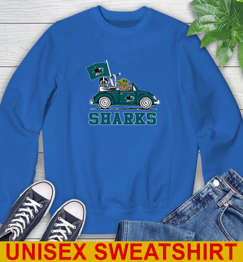 NHL Hockey San Jose Sharks Darth Vader Baby Yoda Driving Star Wars Shirt Sweatshirt 9