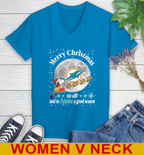 Miami Dolphins Merry Christmas To All And To Dolphins A Good Season NFL Football Sports Women's V-Neck T-Shirt 7