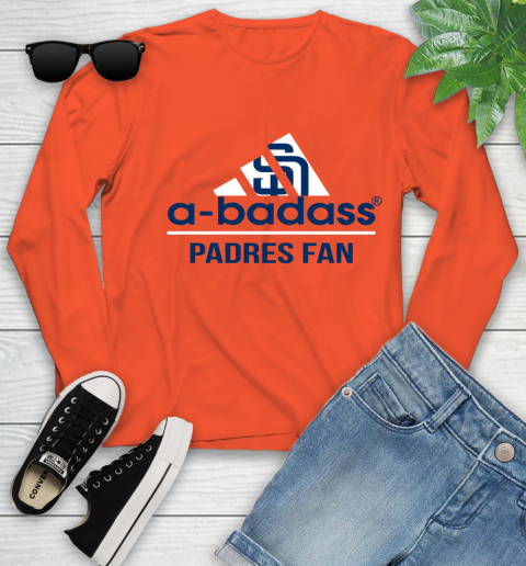 MLB A Badass San Diego Padres Fan Adidas Baseball Sports Youth Long Sleeve 3