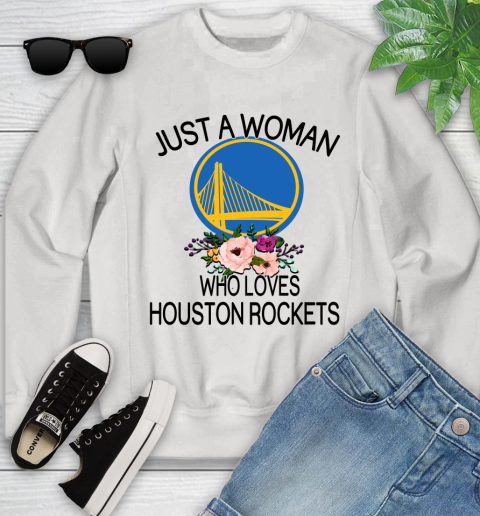 NBA Just A Woman Who Loves Houston Rockets Basketball Sports Youth Sweatshirt