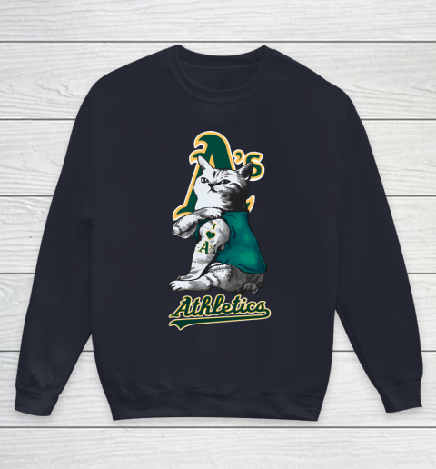 MLB Baseball My Cat Loves Oakland Athletics Youth Sweatshirt 2