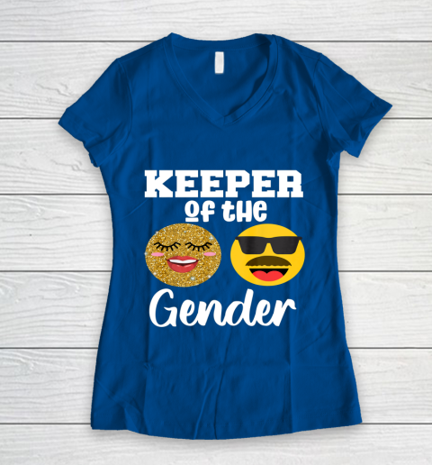 Keeper of the Gender Staches or Lashes Gender Reveal Party Women's V-Neck T-Shirt 7