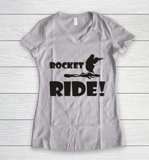 Fortnite Tshirt Rocket Ride! A Gaming Women's V-Neck T-Shirt