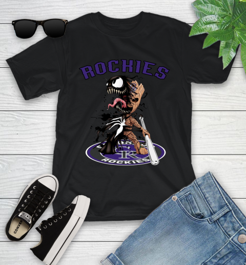 MLB Colorado Rockies Baseball Venom Groot Guardians Of The Galaxy Youth T-Shirt 2