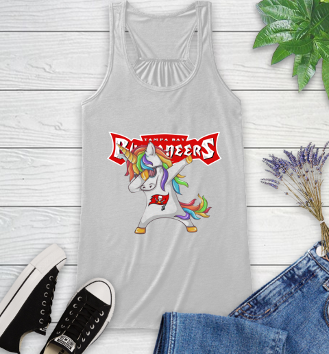 Tampa Bay Buccaneers NFL Football Funny Unicorn Dabbing Sports Racerback Tank