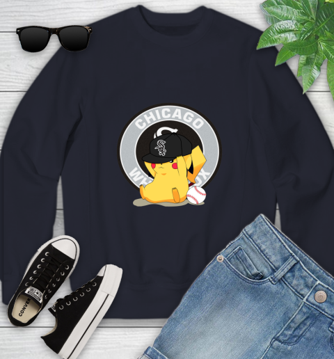 MLB Pikachu Baseball Sports Chicago White Sox Youth Sweatshirt 3