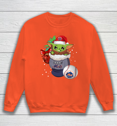New York Mets Christmas Baby Yoda Star Wars Funny Happy MLB Sweatshirt 4