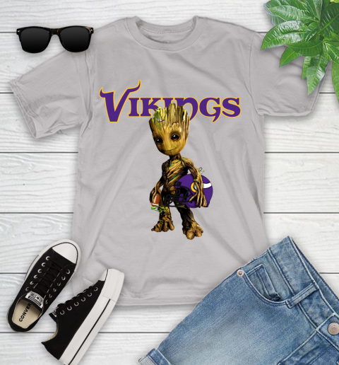 Minnesota Vikings NFL Football Groot Marvel Guardians Of The Galaxy Youth T-Shirt 12