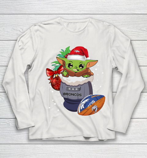 Denver Broncos Christmas Baby Yoda Star Wars Funny Happy NFL Youth Long Sleeve 11