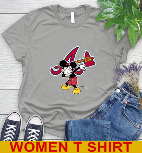 Atlanta Braves MLB Baseball Dabbing Mickey Disney Sports Women's T-Shirt 11