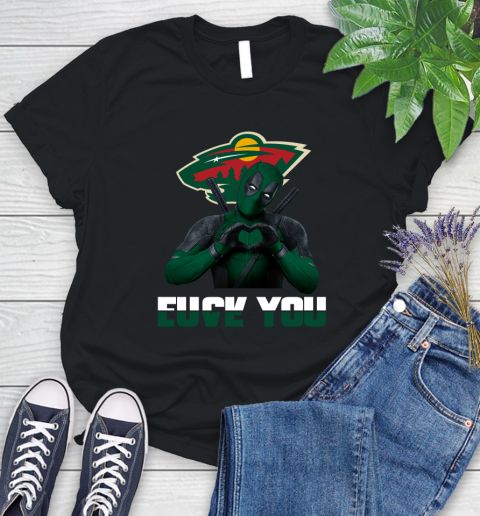 NHL Minnesota Wild Deadpool Love You Fuck You Hockey Sports Women's T-Shirt