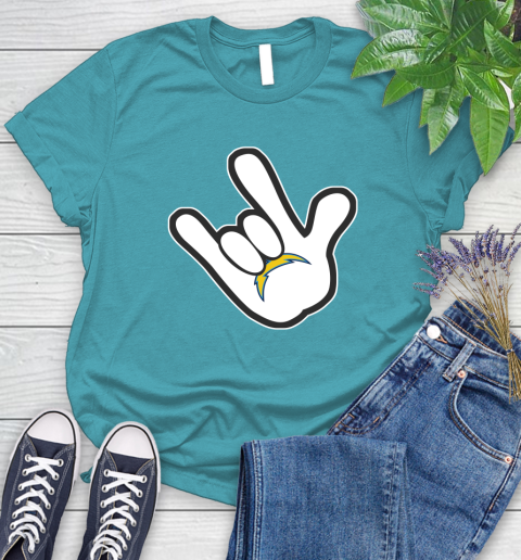 San Diego Chargers NFL Football Mickey Rock Hand Disney Women's T-Shirt 12