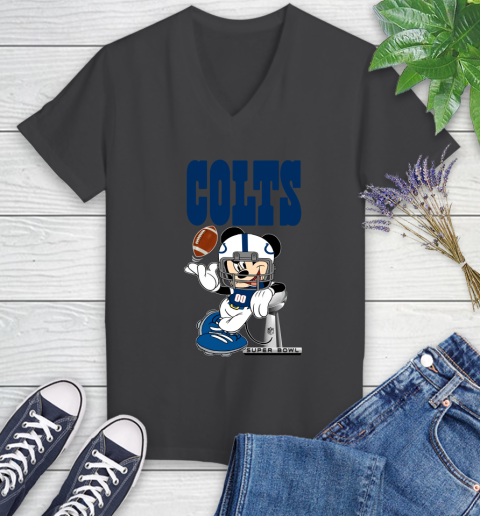NFL Indianapolis Colts Mickey Mouse Disney Super Bowl Football T Shirt Women's V-Neck T-Shirt 8