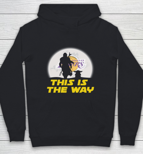 Los Angeles Lakers NBA Basketball Star Wars Yoda And Mandalorian This Is The Way Youth Hoodie