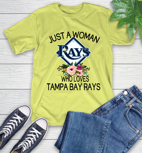 MLB Just A Woman Who Loves Tampa Bay Rays Baseball Sports T-Shirt 8