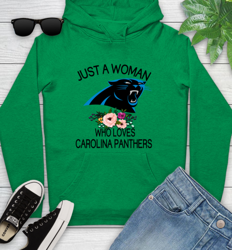 NFL Just A Woman Who Loves Carolina Panthers Football Sports Youth Hoodie 5