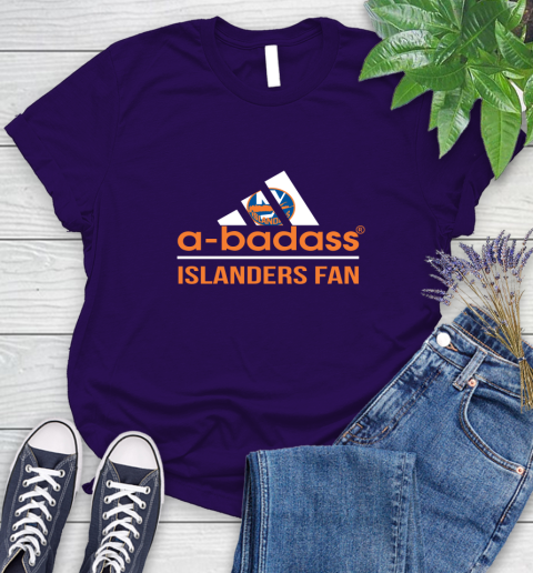 NHL A Badass New York Islanders Fan Adidas Hockey Sports Women's T-Shirt 4