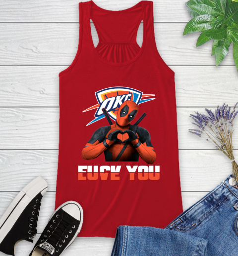 NBA Oklahoma City Thunder Deadpool Love You Fuck You Basketball Sports Racerback Tank 5