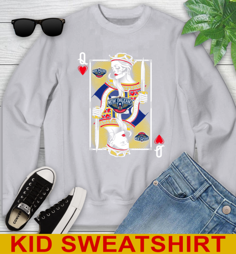 NBA Basketball New Orleans Pelicans The Queen Of Hearts Card Shirt Youth Sweatshirt 3