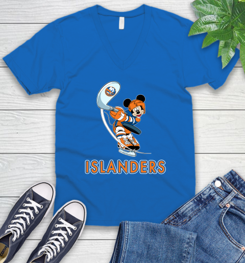 NHL Hockey New York Islanders Cheerful Mickey Mouse Shirt V-Neck T-Shirt 6