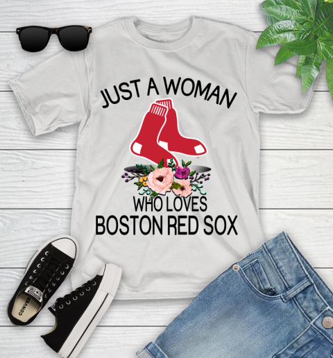 MLB Just A Woman Who Loves Boston Red Sox Baseball Sports Youth T-Shirt