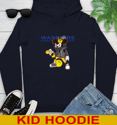 Golden State Warriors NBA Basketball Mickey Peace Sign Sports Youth Hoodie 4